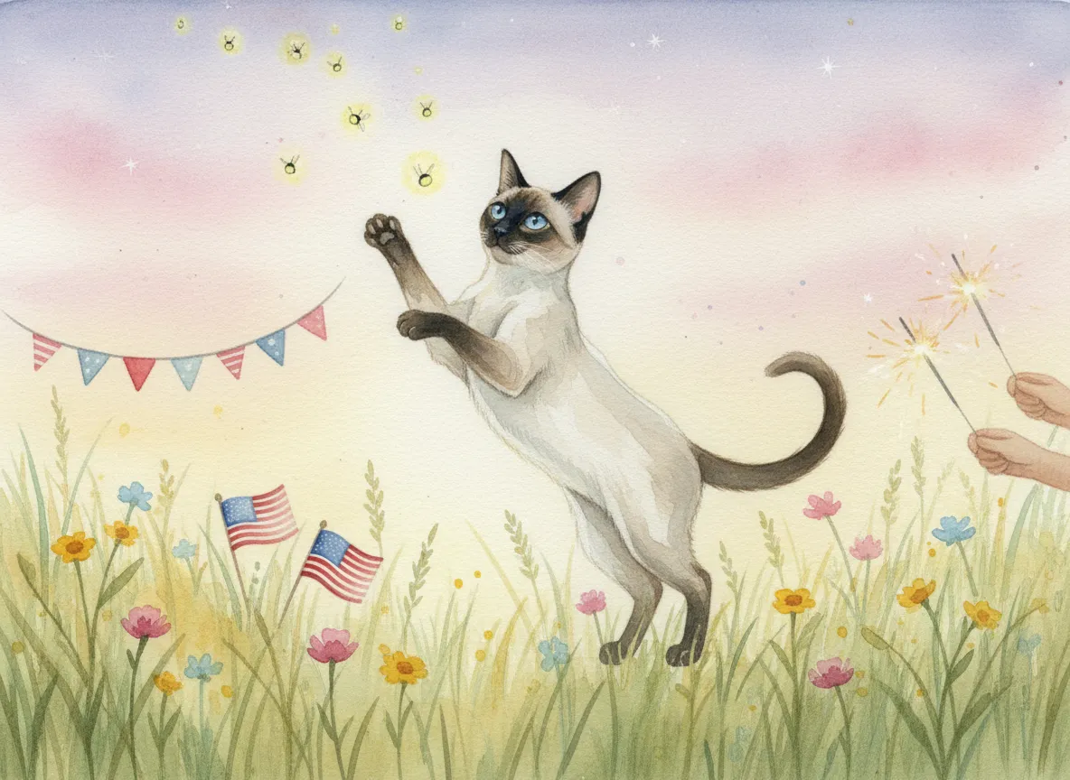 Siamese watercolor calendar month 7